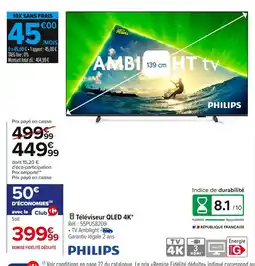 Carrefour PHILIPS Téléviseur QLED 4K offre