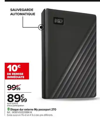 Carrefour Disque dur externe My passeport 2TO offre