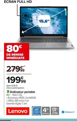 Carrefour LENOVO Ordinateur portable offre