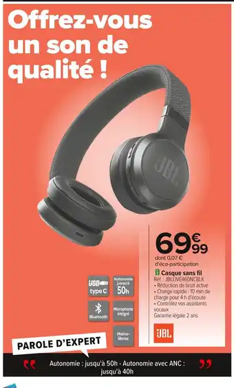 Carrefour JBL Casque sans fil offre