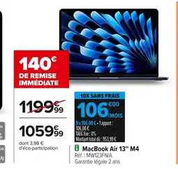 Carrefour MacBook Air 13" M4 offre