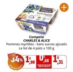 Coccinelle Supermarché Compote charles & alice offre