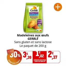 Coccinelle Supermarché Madeleines aux œufs gerblé offre