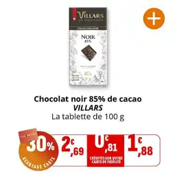 Coccinelle Supermarché Chocolat noir 85% de cacao villars offre
