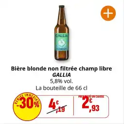 Coccinelle Supermarché Bière blonde non filtrée champ libre gallia offre