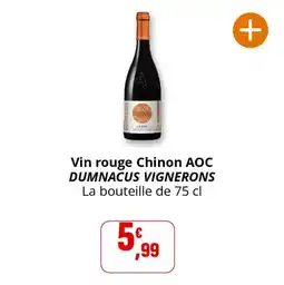 Coccinelle Supermarché Vin rouge chinon aoc dumnacus vignerons offre
