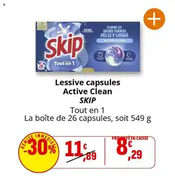 Coccinelle Supermarché Lessive capsules active clean skip offre