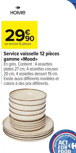 Carrefour Market Service vaisselle 12 pièces gamme mood offre