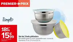 Carrefour Market Set de 3 bols pâtissiers offre