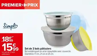 Carrefour Market Set de 3 bols pâtissiers offre