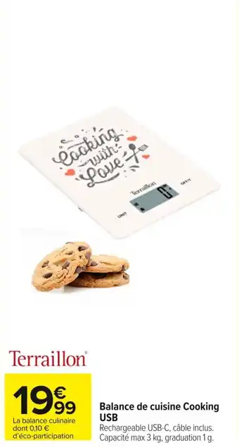 Carrefour Market Balance de cuisine cooking usb terraillon offre