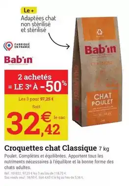Espace emeraude BABIN Croquettes chat Classique offre