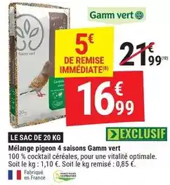 Gamm vert Mélange piggon 4 saisons gamm vert offre