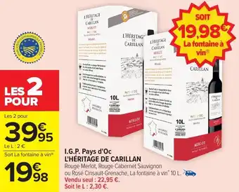 Carrefour Market I.g.p. pays d'oc l'héritage de carillan offre