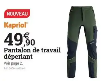 Espace emeraude KAPRIOL Pantalon de travail déperlant offre