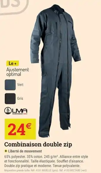 Espace emeraude Combinaison double zip offre