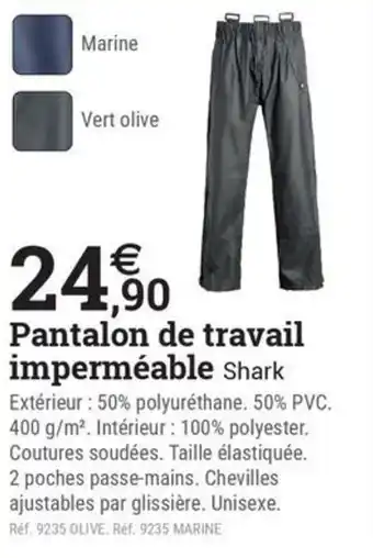 Espace emeraude Pantalon de travail imperméable offre