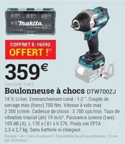 Espace emeraude MAKITA Boulonneuse à chocs DTW700ZJ offre