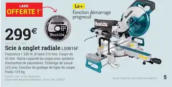 Espace emeraude MAKITA Scie à onglet radiale LS0816F offre
