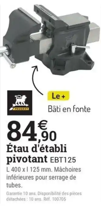 Espace emeraude PEUGEOT Étau d'établi pivotant EBT125 offre