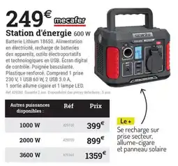 Espace emeraude MECAFER Station d'énergie 600 W offre