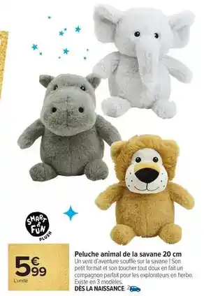 Carrefour Market Peluche animal de la savane offre