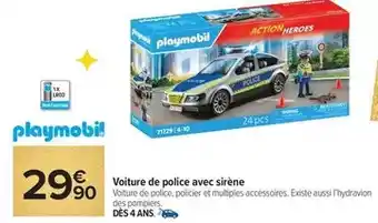 Carrefour Market Playmobil - voiture de police avec sirène offre
