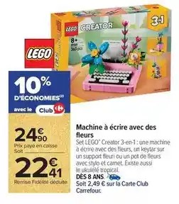 Carrefour Market Lego - machine à écrire avec des fleurs offre