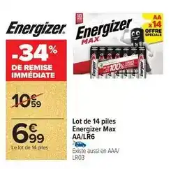Carrefour Market Energizer - piles max aa/lr6 offre
