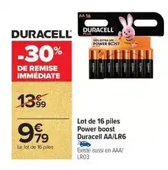 Carrefour Market Duracell - piles power boost aa/lr6 offre