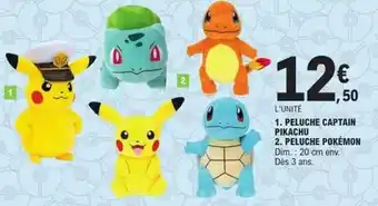 E.Leclerc Pokemon - peluche captain pikachu offre
