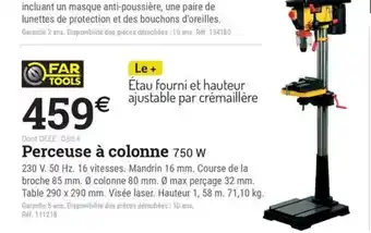 Espace emeraude FAR TOOLS Perceuse à colonne offre