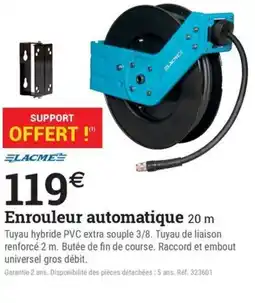 Espace emeraude LACME Enrouleur automatique 20 m offre