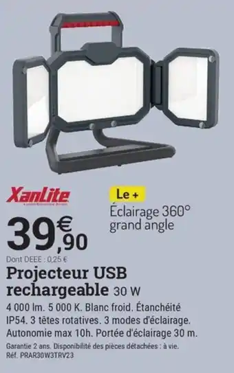 Espace emeraude XANLITE Projecteur USB rechargeable offre