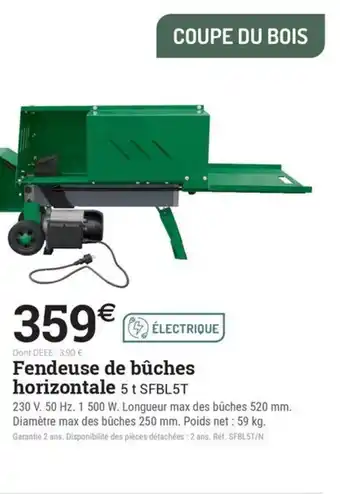 Espace emeraude Fendeuse de bûches horizontale offre