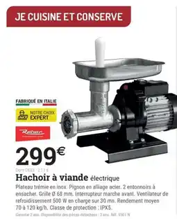 Espace emeraude REBER Hachoir à viande électrique offre