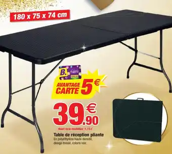Bazarland Table de réception pliante offre