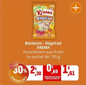 Coccinelle Supermarché KREMA Bonbons - Régal'ad offre