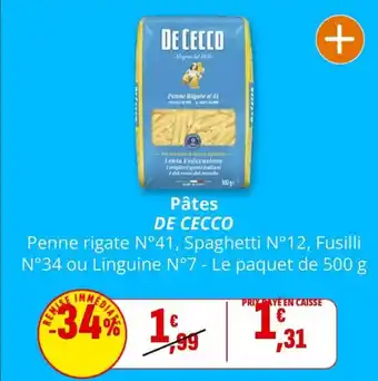 Coccinelle Supermarché DE CECCO Pâtes offre