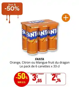 Coccinelle Supermarché FANTA Orange, Citron ou Mangue fruit du dragon offre