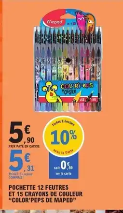 E.Leclerc COLOR’PEPS DE MAPED Pochette 12 feutres et 15 crayons de couleur offre