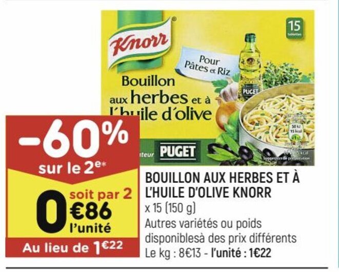 Promo Bouillon aux herbes et à l'Huile d'Olive knorr chez Leader Price