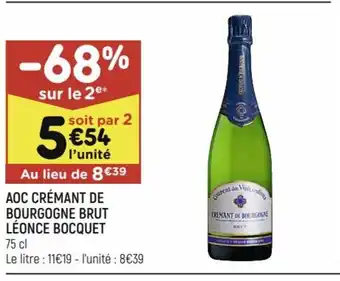 Leader Price AOC Crémant de bourgogne brut Léonce Bocquet offre