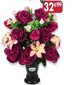 Maximo Cône de pivoines, roses et lys coloris rouge foncé offre