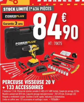 Brico Cash Perceuse visseuse 20 V + 133 Accessoires offre