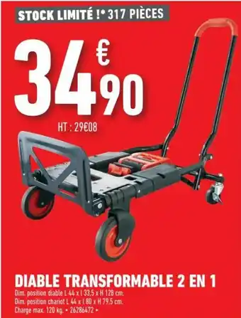 Brico Cash Diable transformable 2 en 1 offre