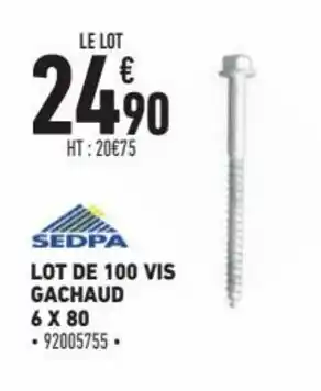 Brico Cash Lot de 100 Vis Gachaud offre