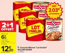 Carrefour Market Cassoulet mitonné lot familial william saurin offre