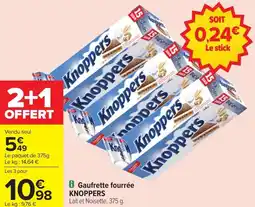 Carrefour Market Gaufrette fourrée knoppers offre