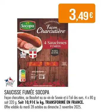 Match SOCOPA Saucisse fumée offre